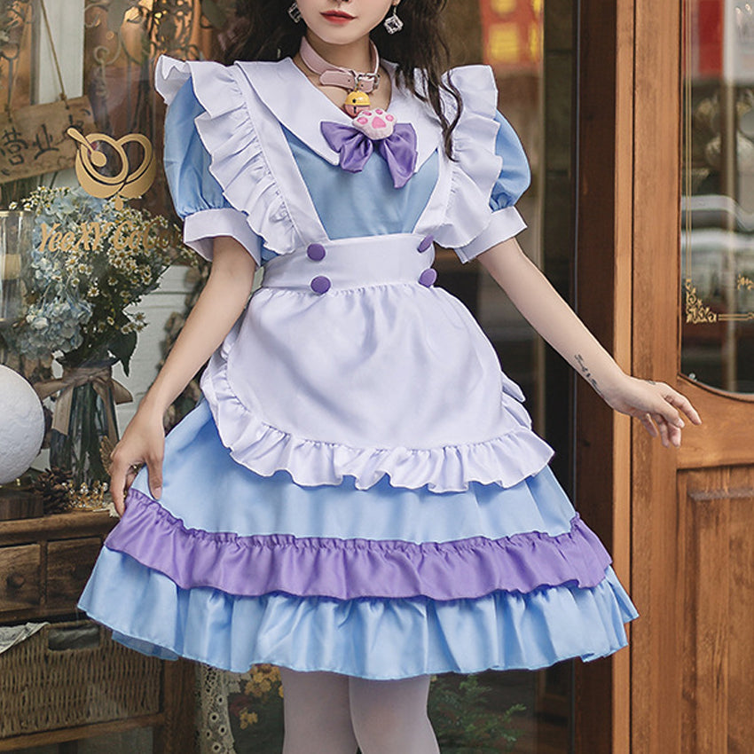 Blue And White Maid Dress - Femboy Fashion