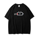 Black cute charge cat t-shirt