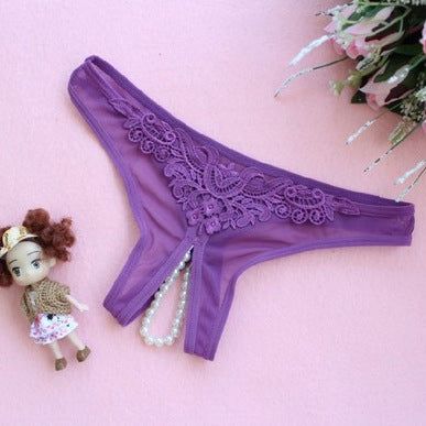 Sexy Crotchless Pearl Thong - Femboy Fashion