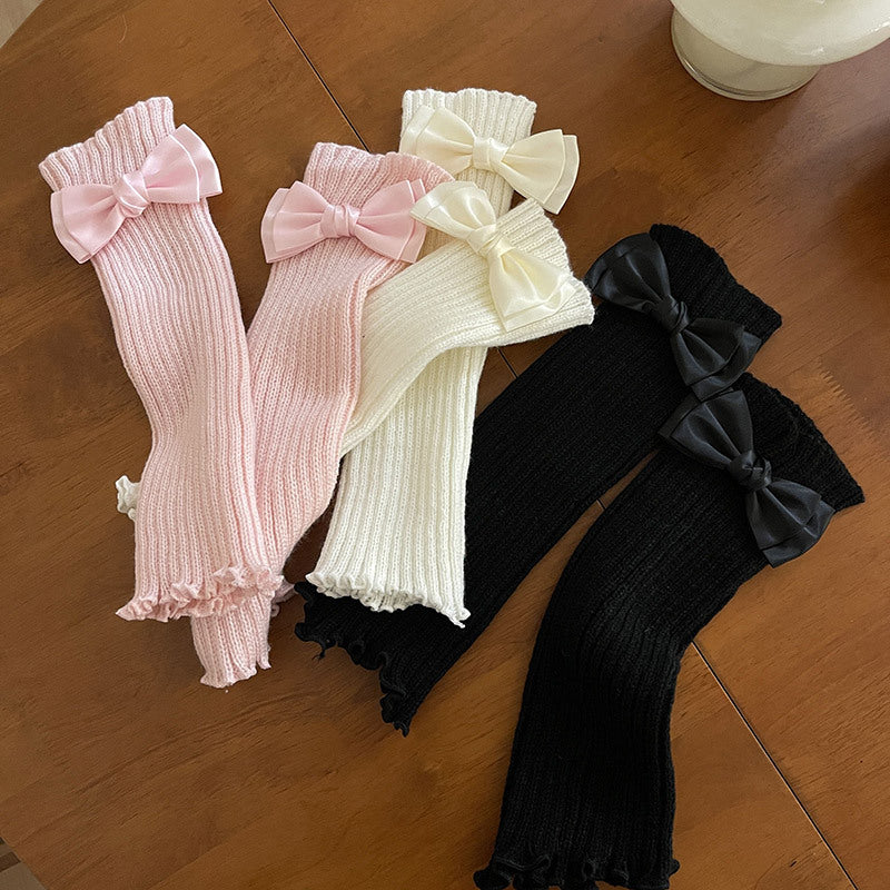 Cute Fingerless Gloves With Bow - Femboy Fashion