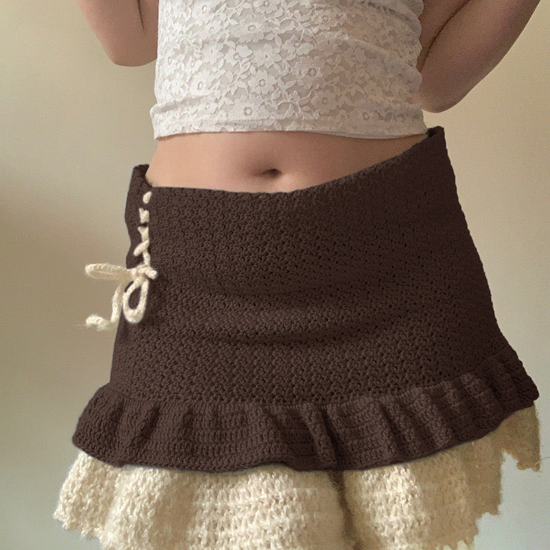 Ruffle Knitting Mini Skirt - Femboy Fashion