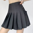 Femboy in black lace up side pleated skirt