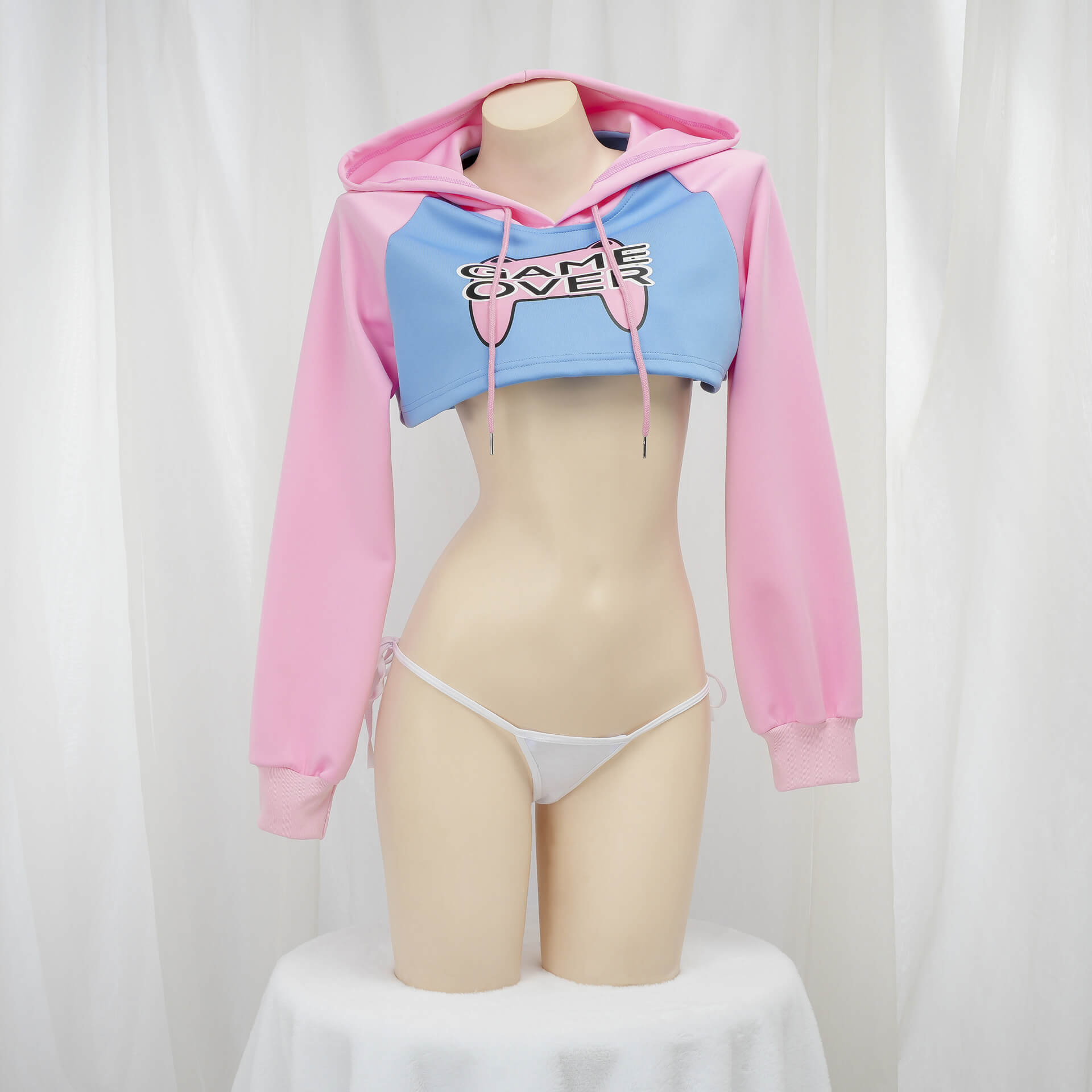 Femboy cute game over cropped hoodie for femboy