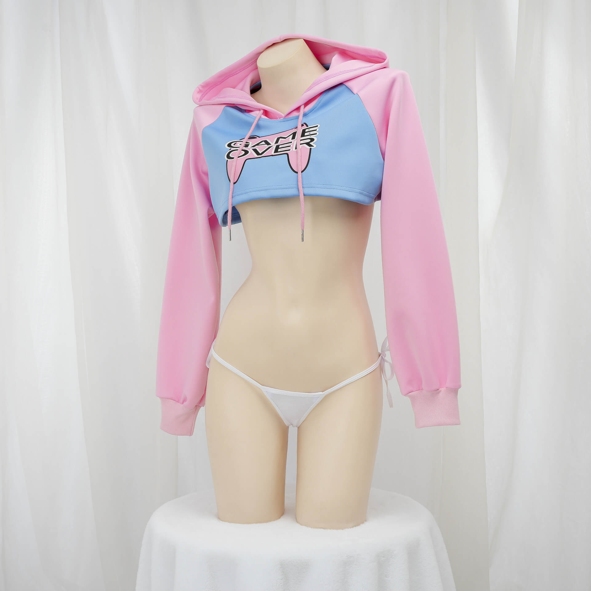 Femboy cute game over cropped hoodie for femboy