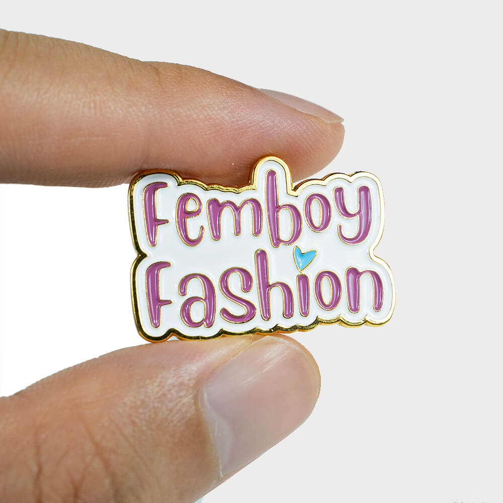 Femboy Fashion Enamel Pin On The Hand