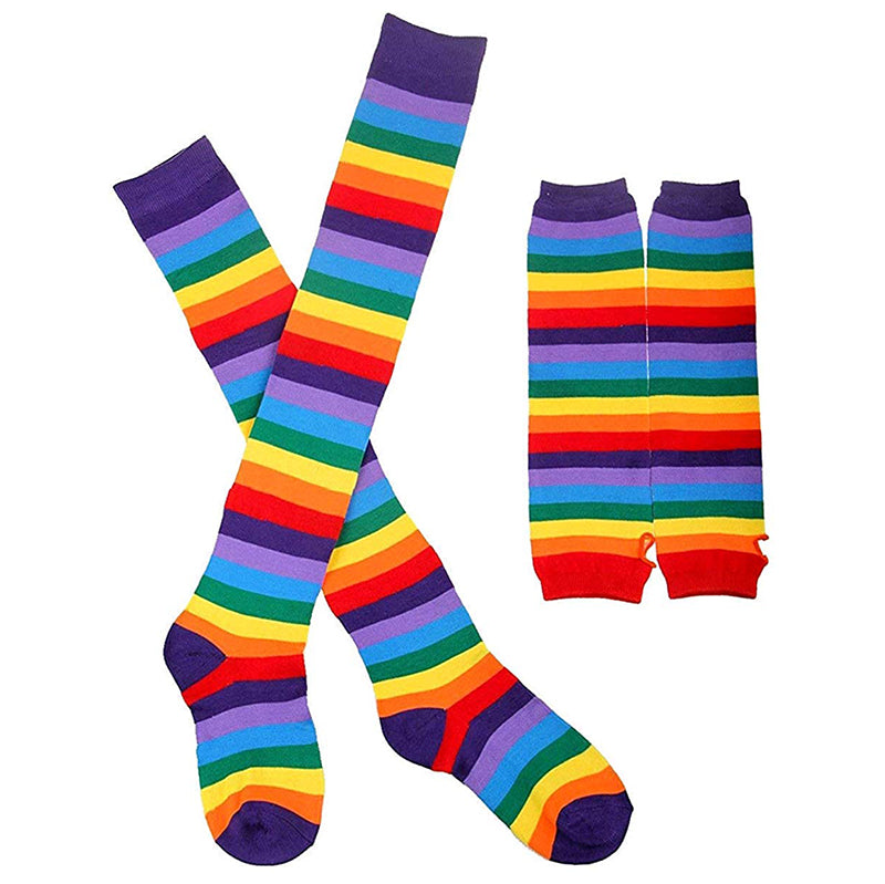 Rainbow Thigh High Socks Gloves Set - Femboy Fashion