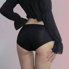 Femboy in black plus size hollow out panty back