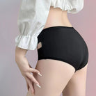 Femboy in black plus size hollow out panty side