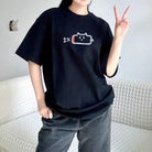 Femboy in black cute charge cat t-shirt