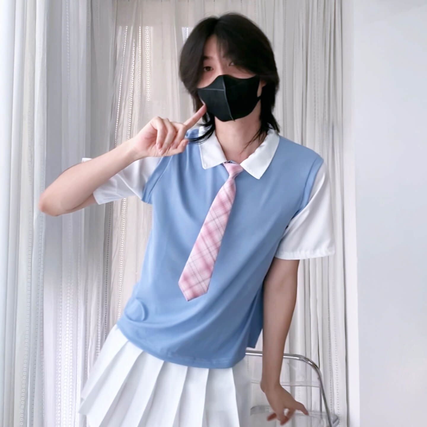 Blue Polo T-Shirts for Femboy - Femboy Fashion