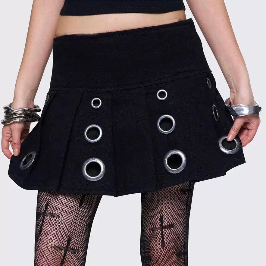 Femboy in low waisted black mini skirt