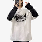 Femboy in white loose double sleeve long sleeve tee