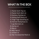 List of items included in a box on a gradient background