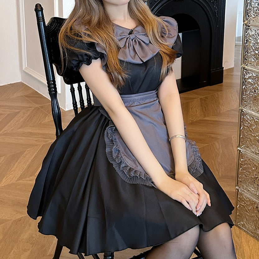 Femboy in a black maid dress