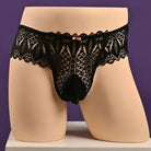 Femboy wear black low rise back lace pouch panties