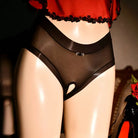 Femboy wear black sexy seethrough crotchless panties