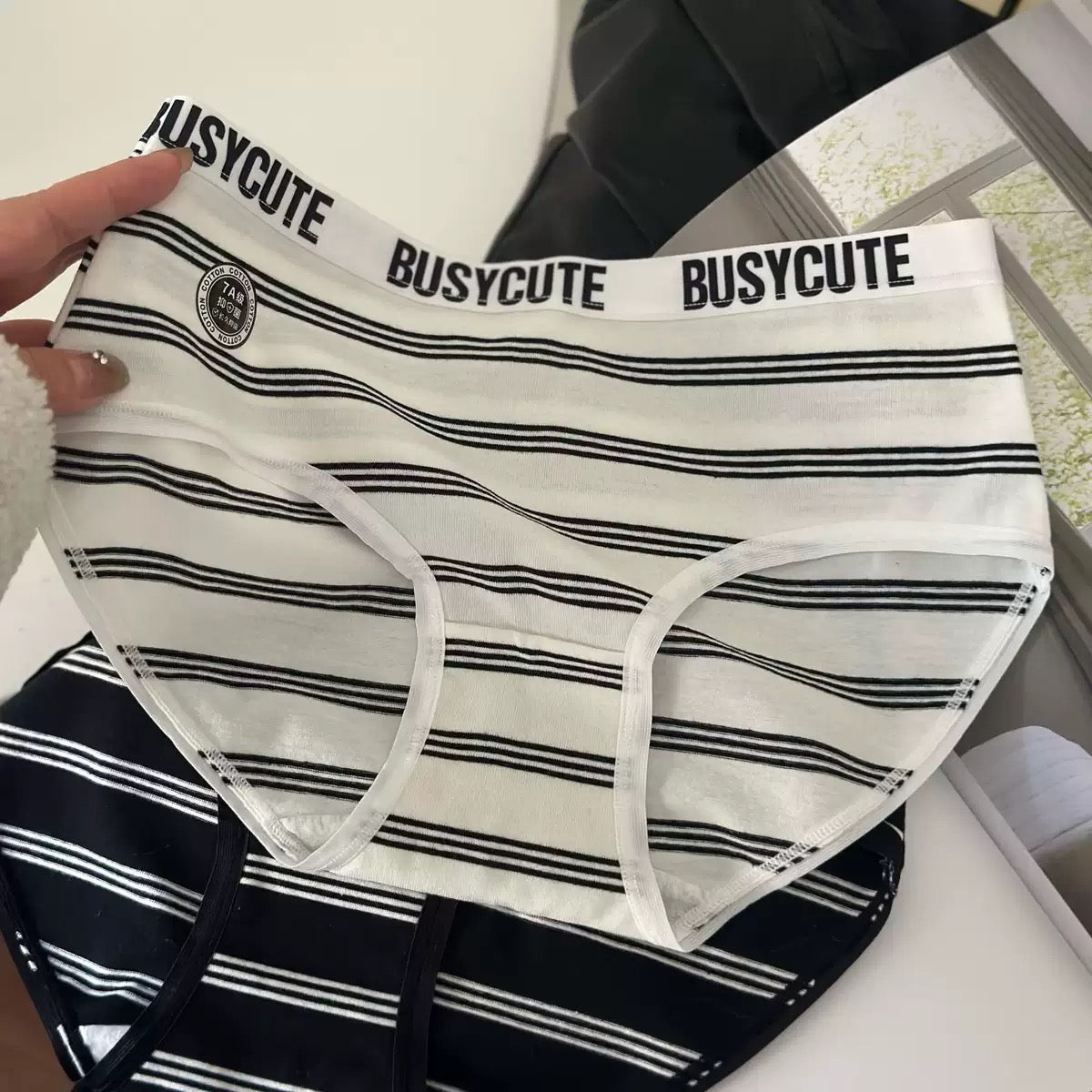 Femboy wear blue fashion letter cotton pouch panties