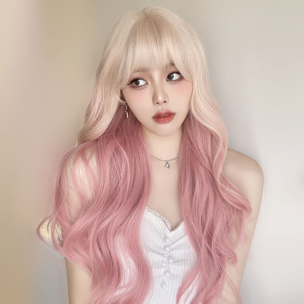 Femboy wear cute sweet femboy 613 blonde and pink gradient body wave wig