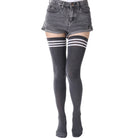 Femboy wear grey extra long thigh high socks for femboy