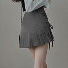 Femboy wear lace up pleated short skirt side