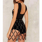 Femboy wear leather harness skirt side