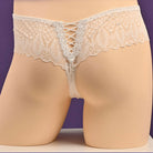 Femboy wear low rise back lace pouch panties back