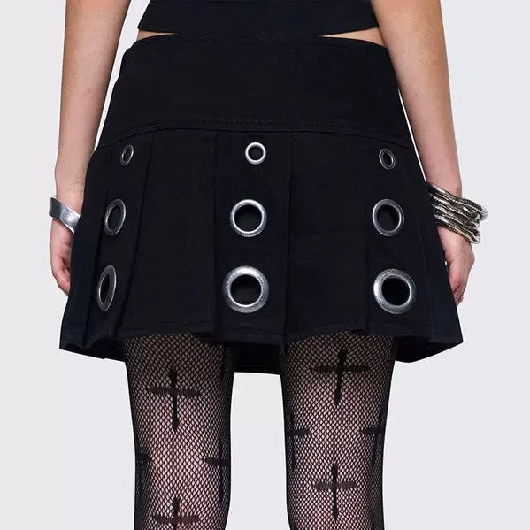 Femboy wear low waisted black mini skirt