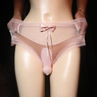 Femboy wear pink sexy pouch panties with bow