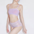 Femboy wear purple sexy oil glossy lingerie set