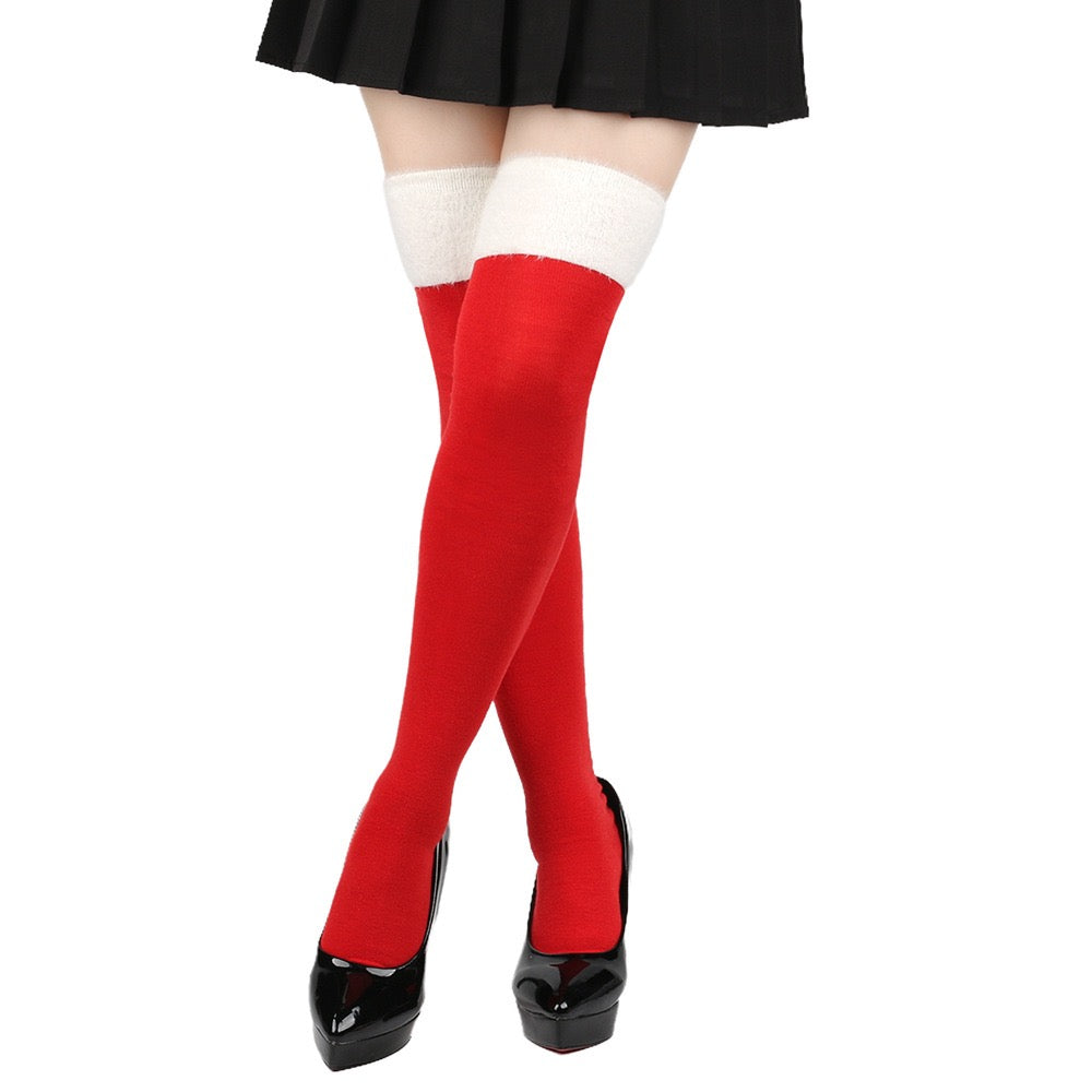 Femboy wear red femboy christmas thigh high socks
