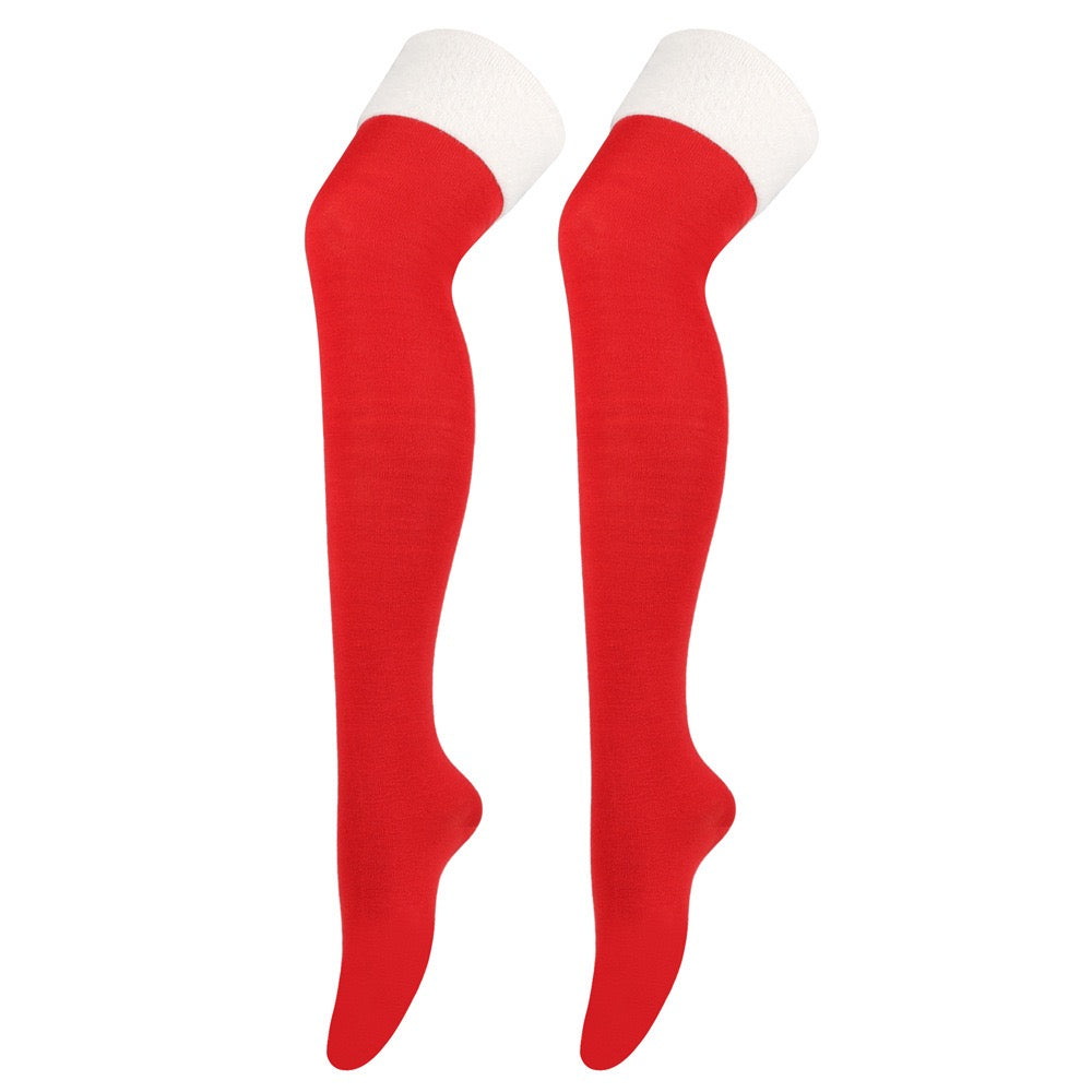 Femboy wear red green femboy christmas thigh high socks