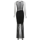 Femboy wear sexy black mesh side slit dress back