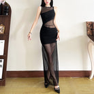 Femboy wear sexy black mesh side slit dress femboy fashion
