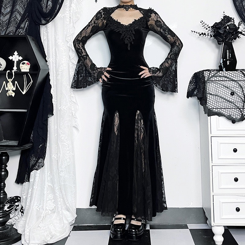 Femboy wear sexy black mesh side slit dress for femboy