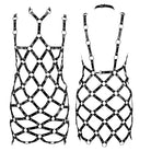 Femboy wear sexy leather harness dress