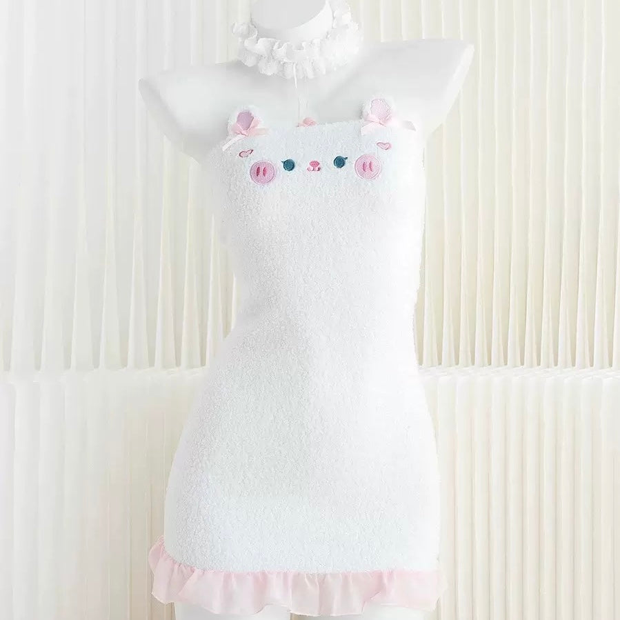Femboy wear sexy plus size cat ears maid lingerie back