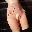 Femboy wear skin color high waist corset boyshort camel toe panties