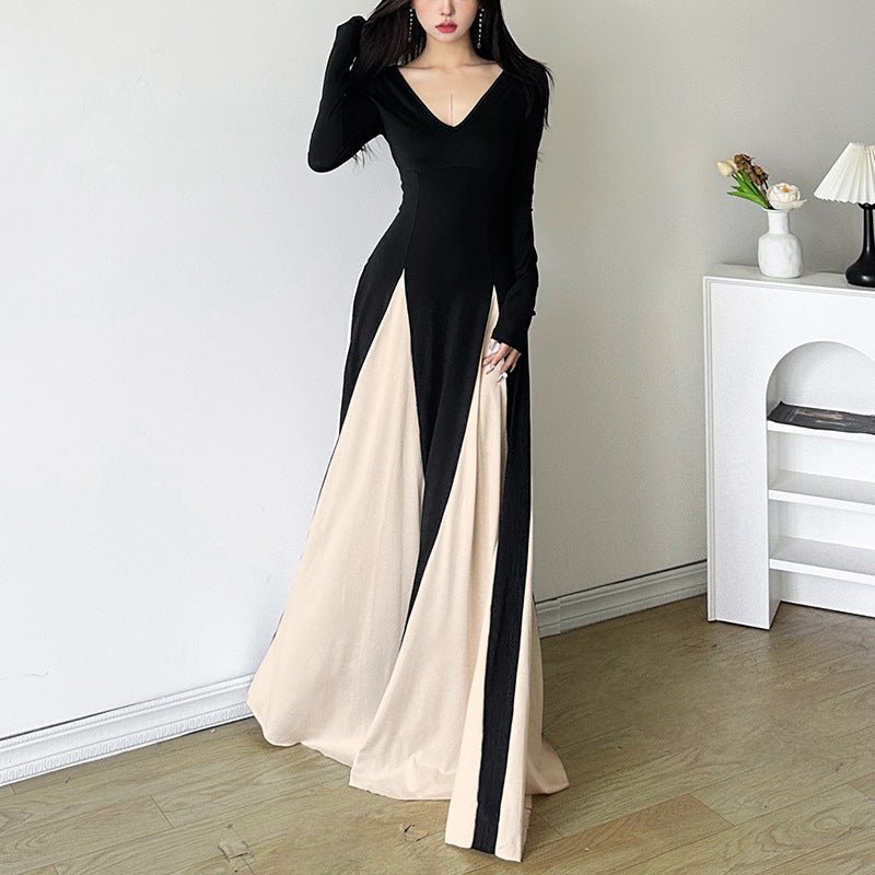 Femboy wear sweet long sleeve color block maxi femboy fashion