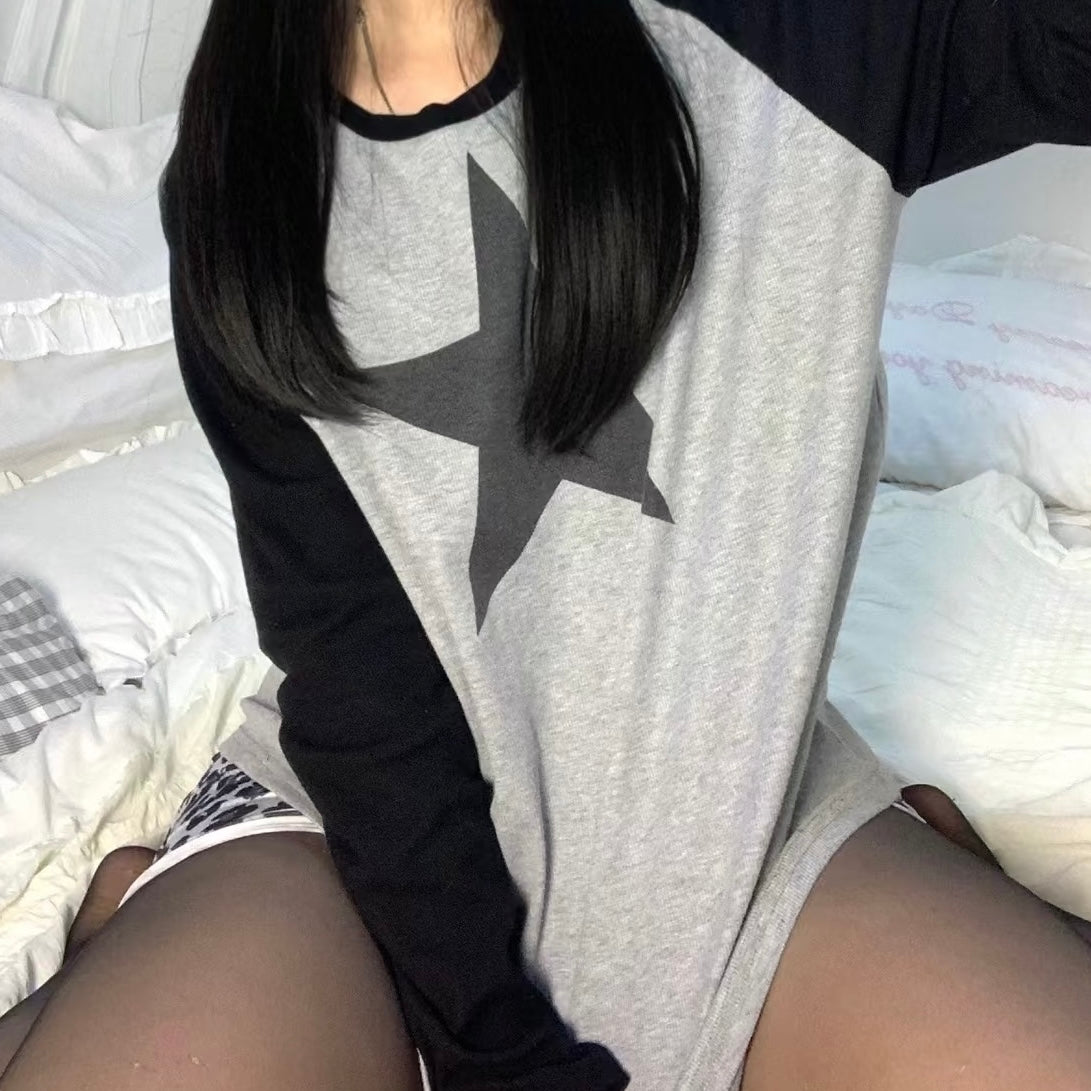 Femboy wear sweet y2k star striped long sleeve tee for femboy