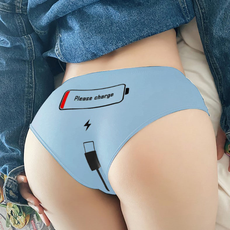 Blue Please Charge Panties - Femboy Fashion