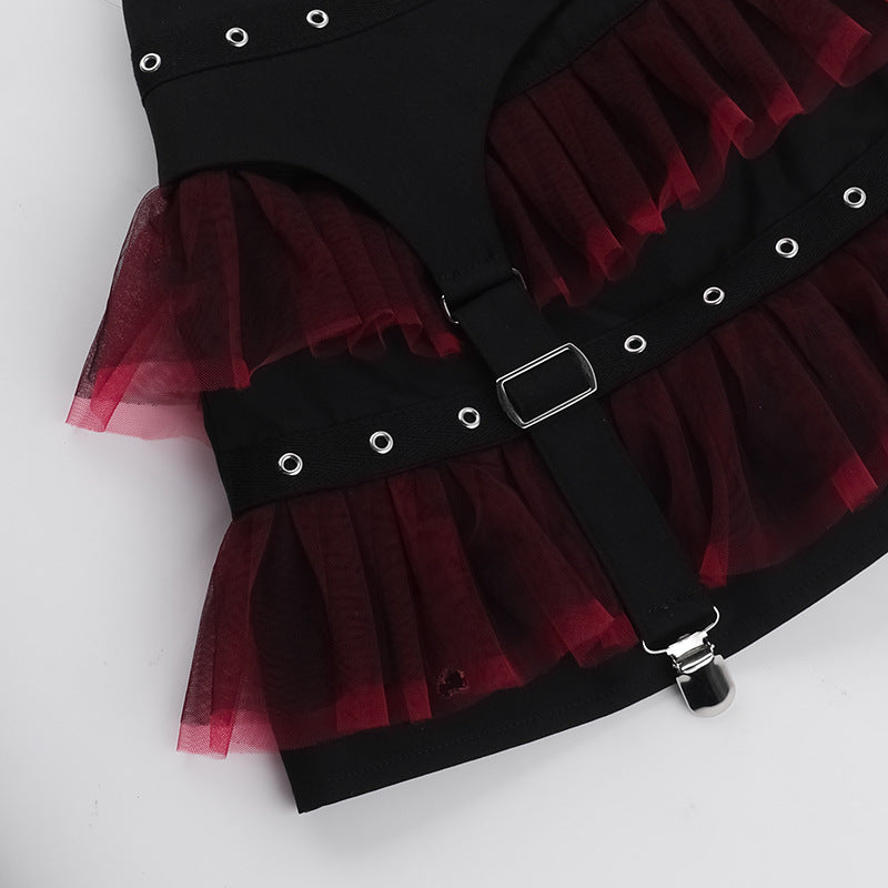 Gothic black and red skirt details