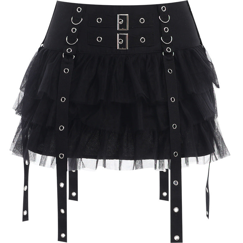 Gothic Black Cake Short Skirt - Femboy Fashion