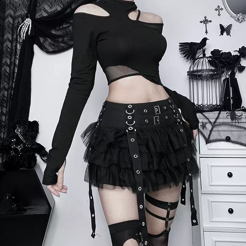 Gothic Black Cake Short Skirt for Femboy - Femboy Fashion