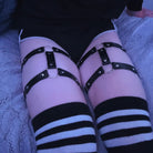 Femboy In Gothic Leather Double Ring Garter Belt - Femboy Fashion