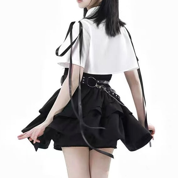 Gothic white shirt and skirt set back