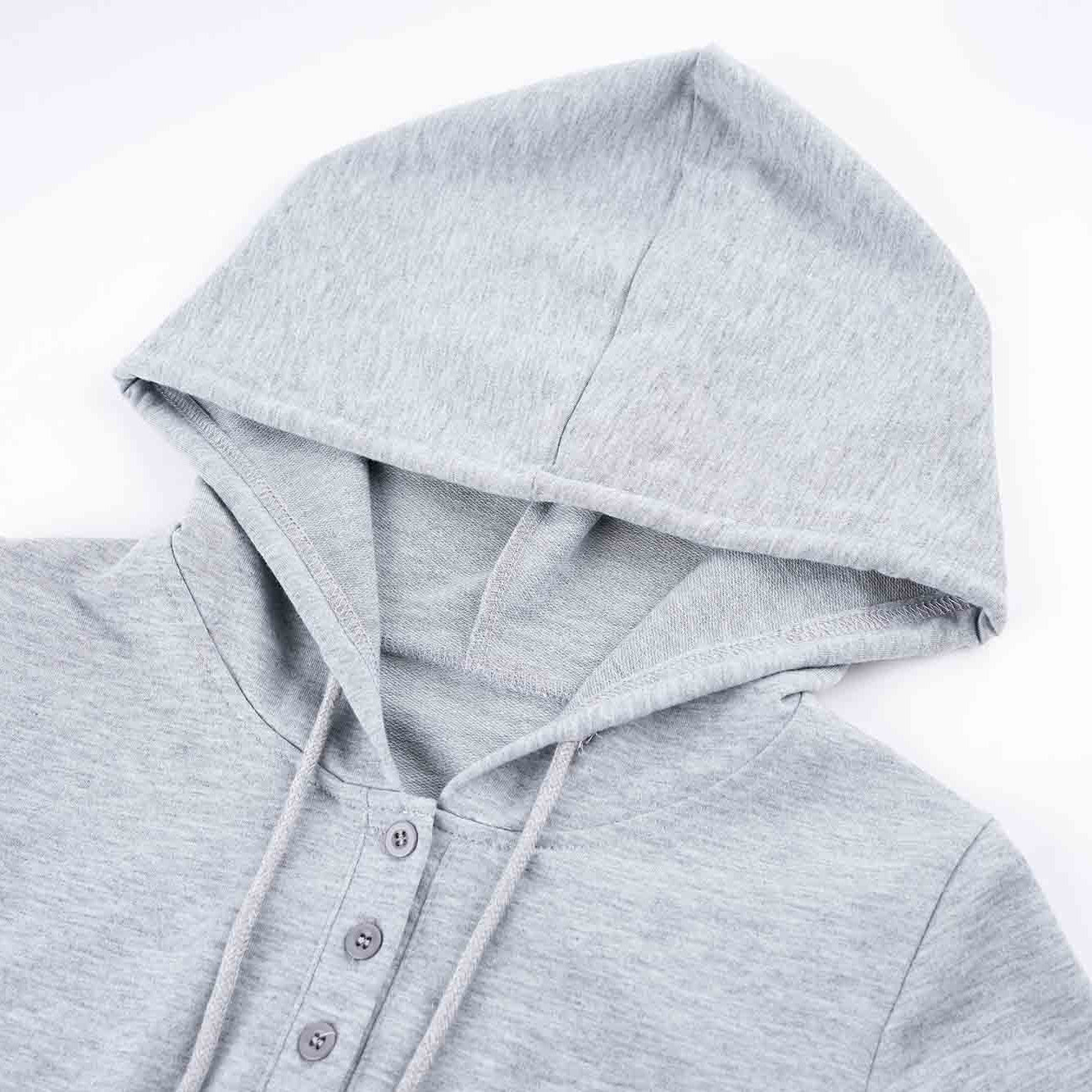Gray High Cut Bodysuit Hoodie Detail - Femboy Fashion