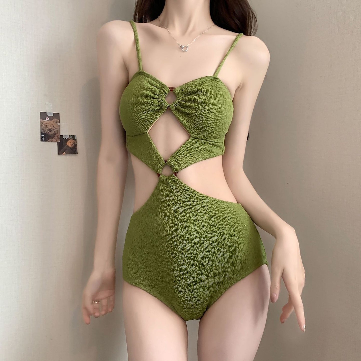 Olive Green Bikini One Piece - Femboy Fashion