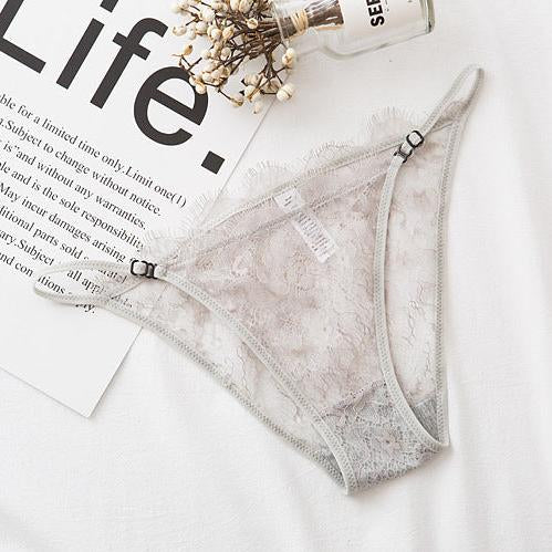 Grey Sexy Lace Adjustable Thong - Femboy Fashion