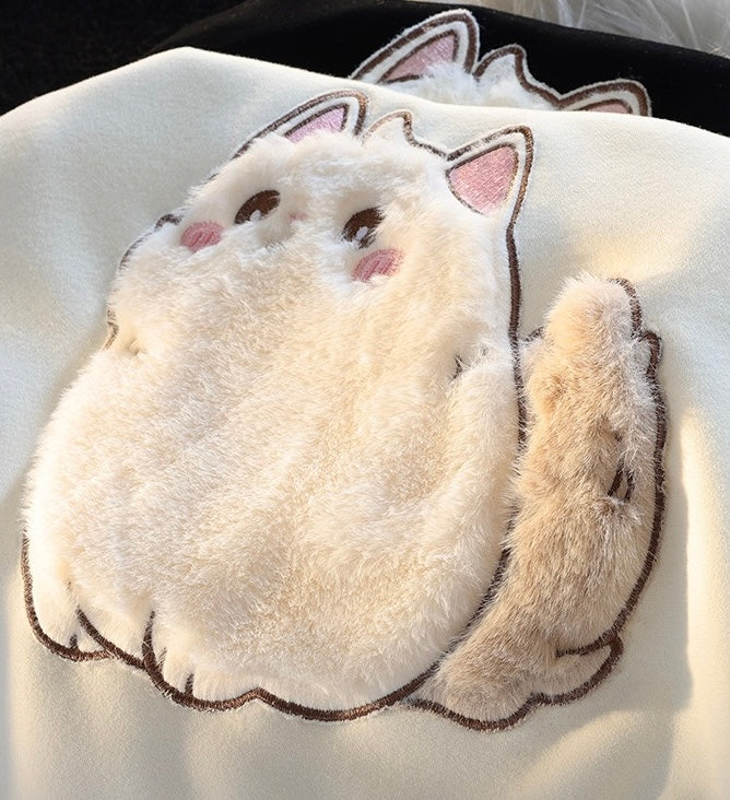 White And Grey Kawaii Cat Hoodie - Femboy Fashion