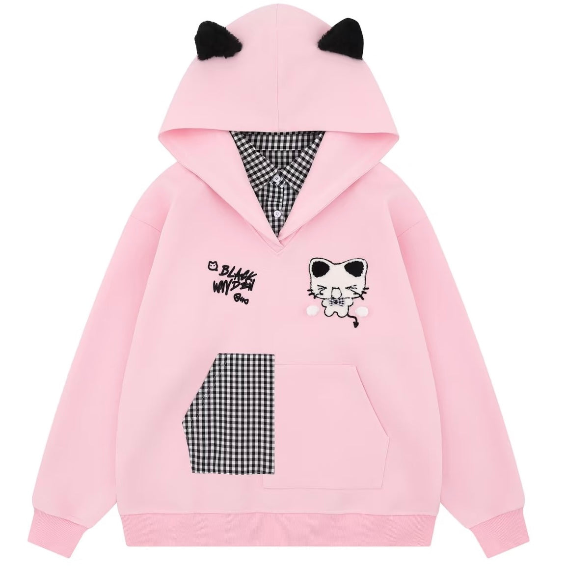 White And Grey Kawaii Cat Hoodie - Femboy Fashion